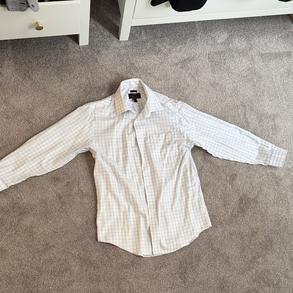 Men's White blue and grey checked shirt